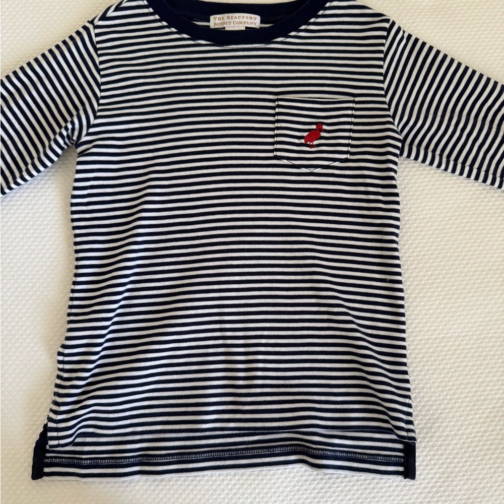 Boys 4T The Beaufort Bonnet navy & white long sleeve ‘Carter crewneck’
